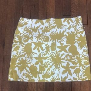 J crew white and yellow patterned skirt